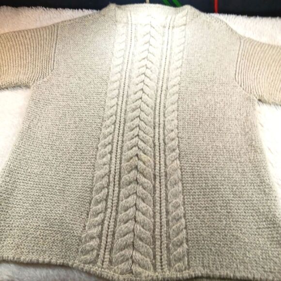 J.Jill Cable Knit Sweater Crewneck Long Sleeve Tunic Length Cotton Blend Large.. - Picture 6 of 10